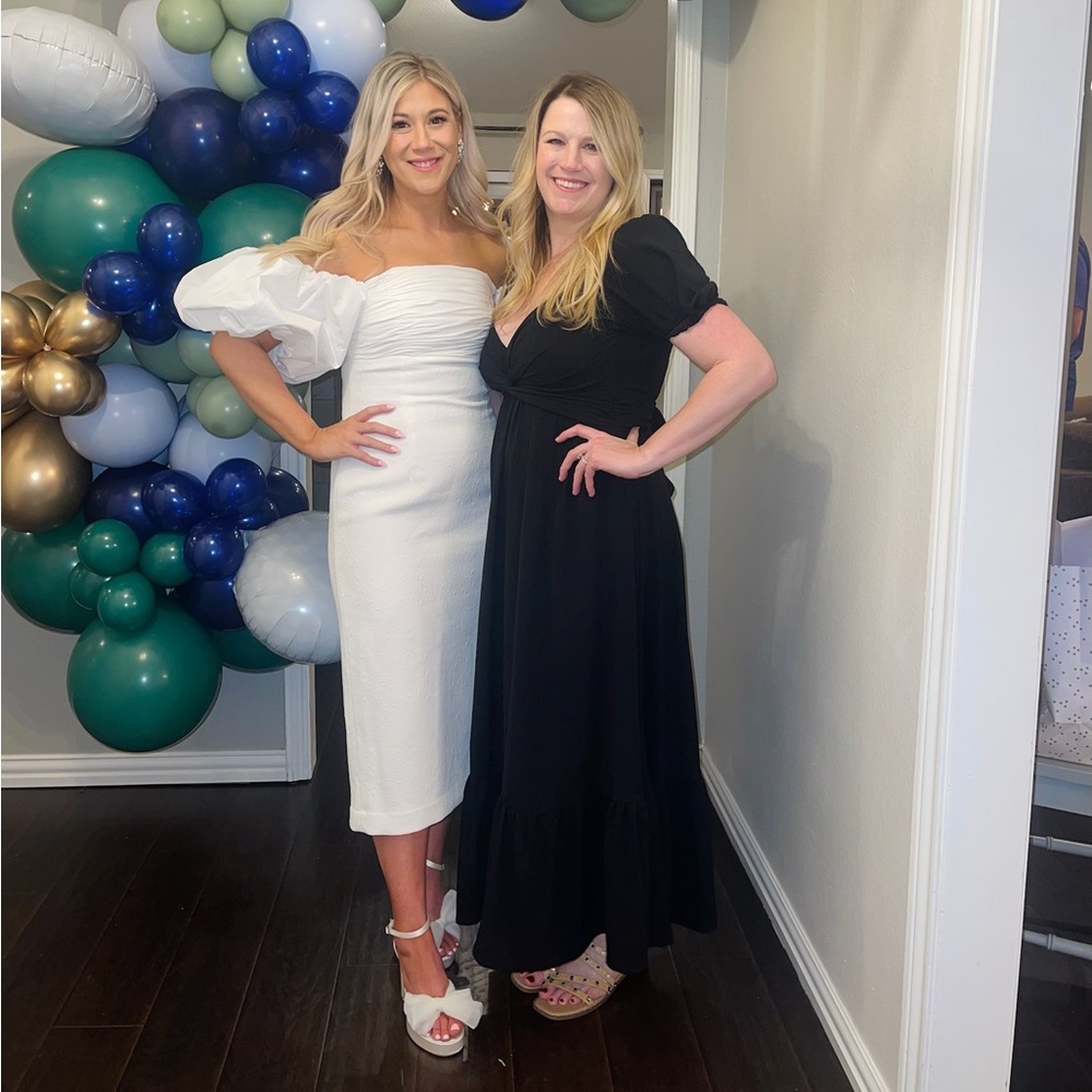 LIKE NEW: Ivory Rebecca Valance Midi Dress